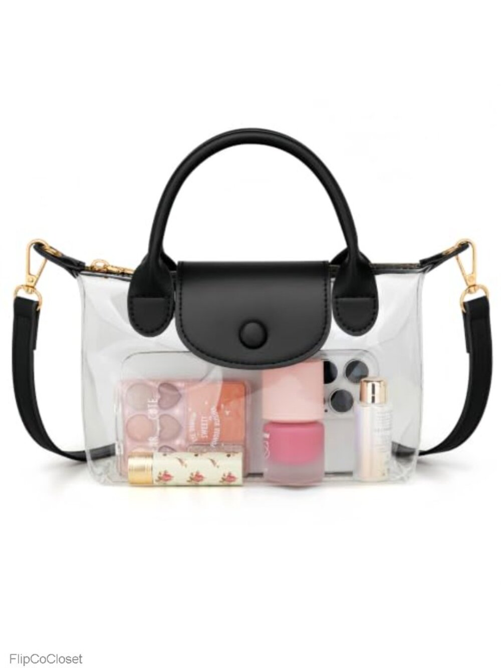 Clear PVC Crossbody Bag with Top Handle and Detachable Strap for Women
